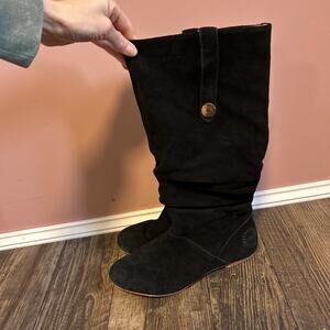 UGG Australia Womens 1948 Highkoo Slouchy‎ Black Suede Leather Boots Size 9.5